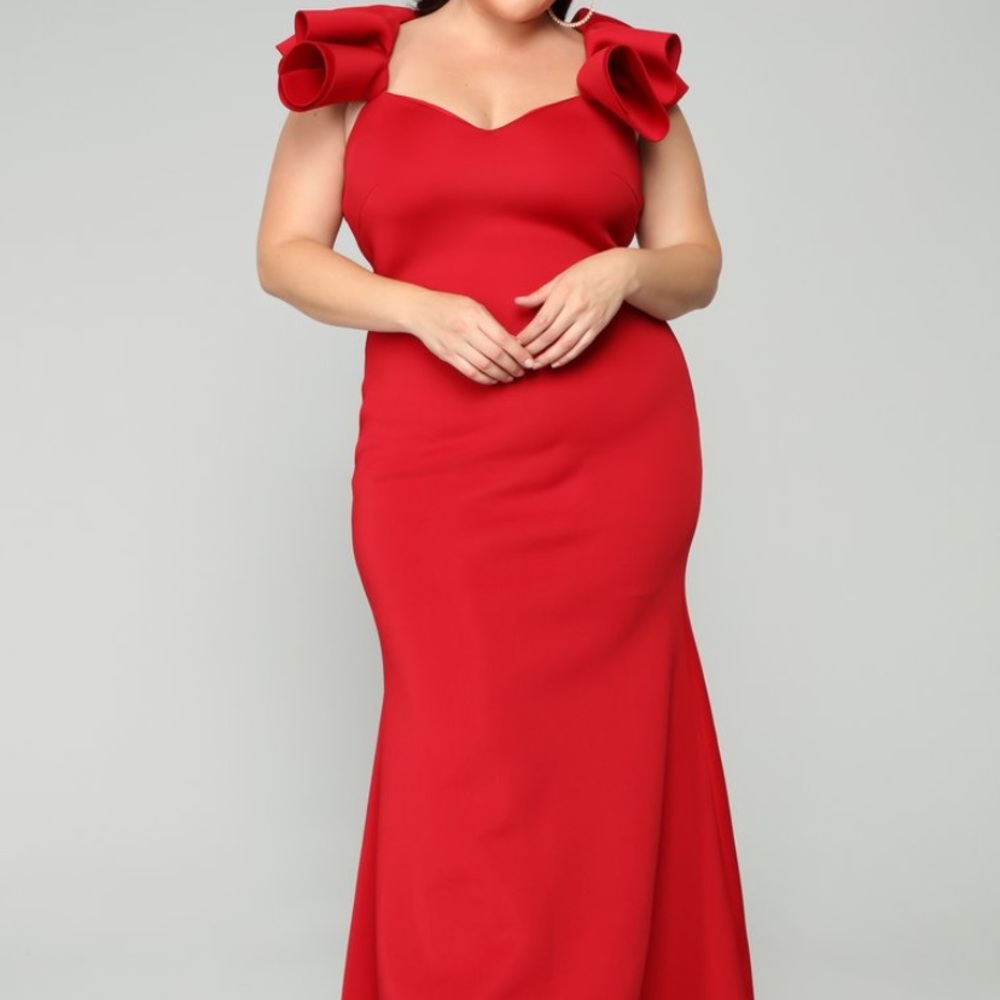 Fashion Nova Salty Babe Mermaid Dress Red 1X